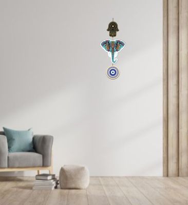 Elephant Wall Hanging for Home Decor | Hamsa Hand Decoration for Livingroom | Home Decor Items